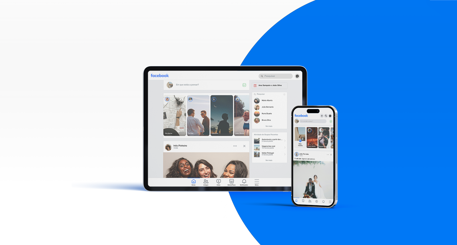 Facebook — onboarding and offboarding redesign shown on devices