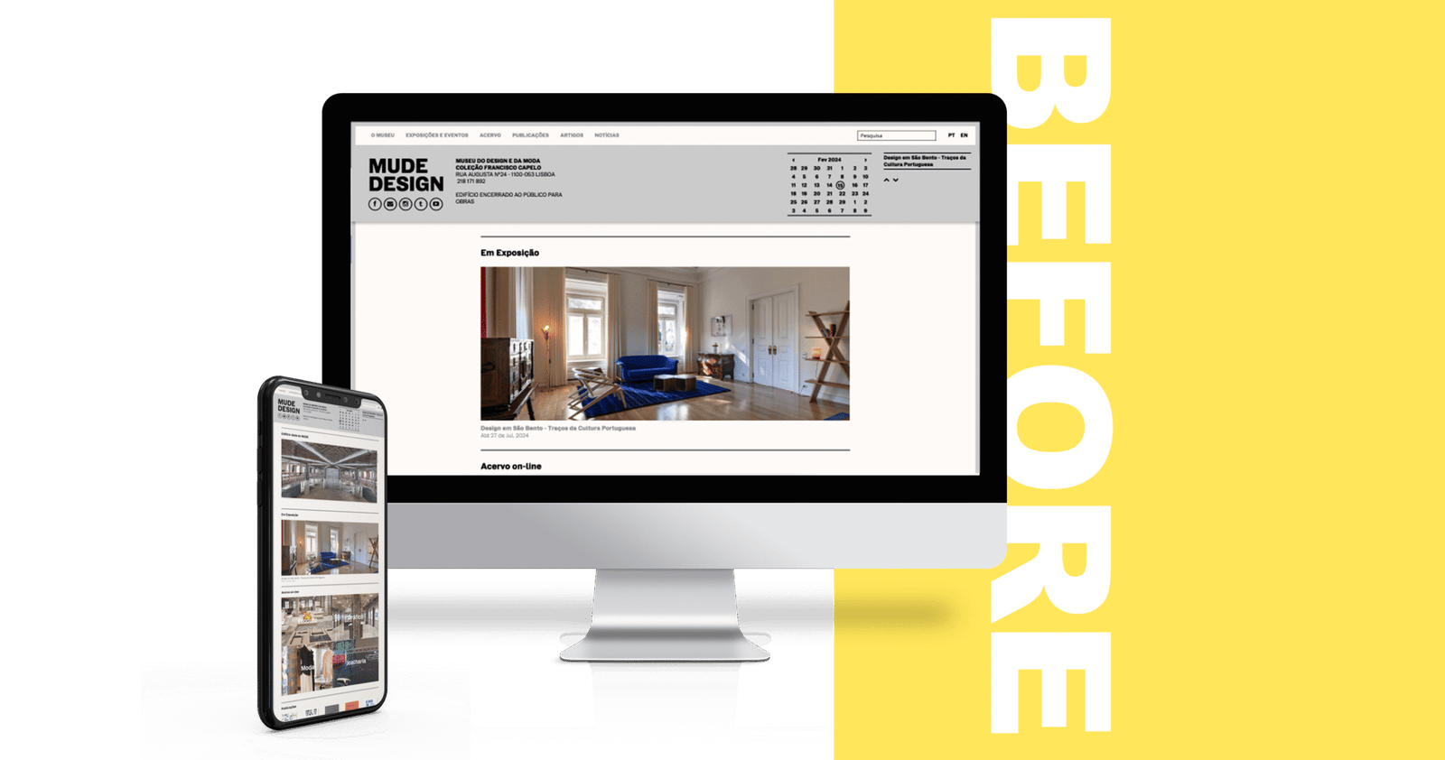 Before — the original mude.pt website
